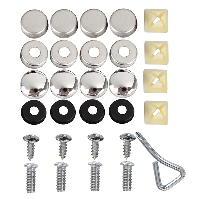 GraceMe 29 License Plate Frame Accessories, Screws Fasteners Silver