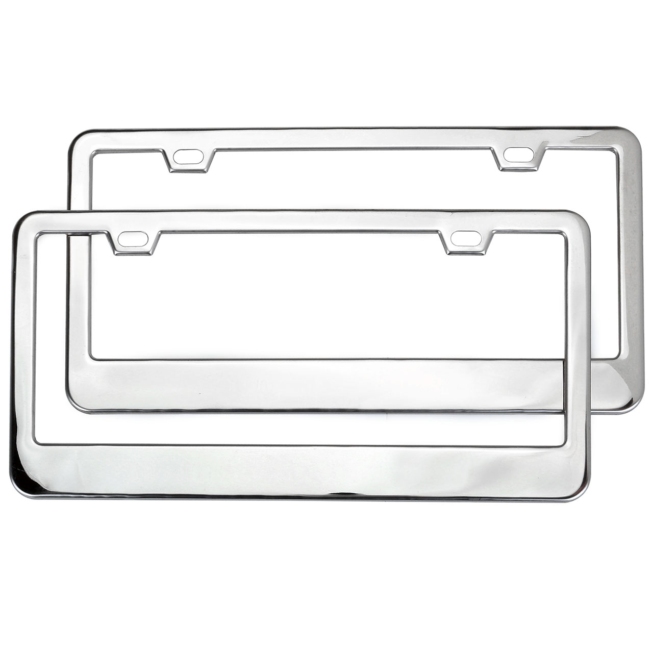 GraceMe License Plate Frame Chrome Stainless - Steel 2 Hole Polished Mirror Finish Silver