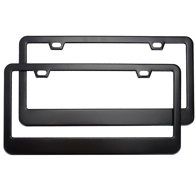 GraceMe License Plate Frame Chrome Stainless - Steel 2 Hole Polished Mirror Finish Black